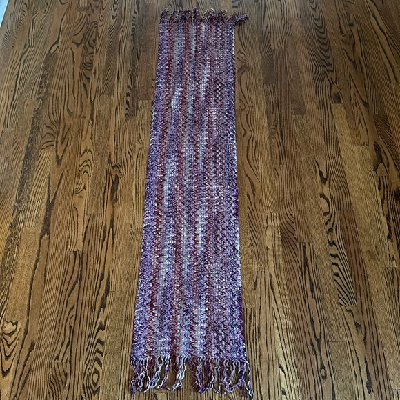 Missoni Purple Gray White Silver Red Sparkle Fringe Scarf - Picture 2 of 14